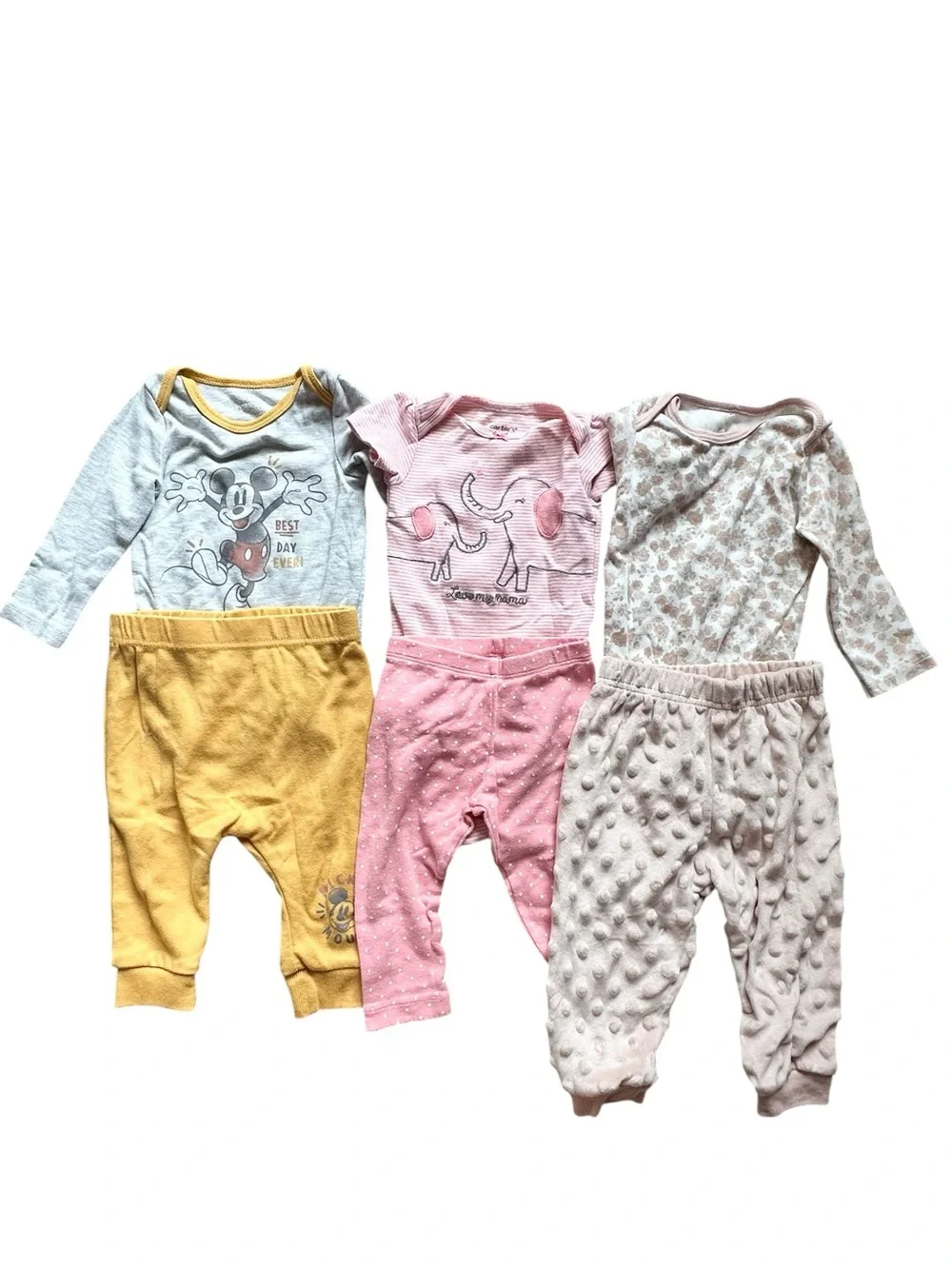 Mixed brands 6 piece baby girl 3 outfit lot Size: 6-9 months